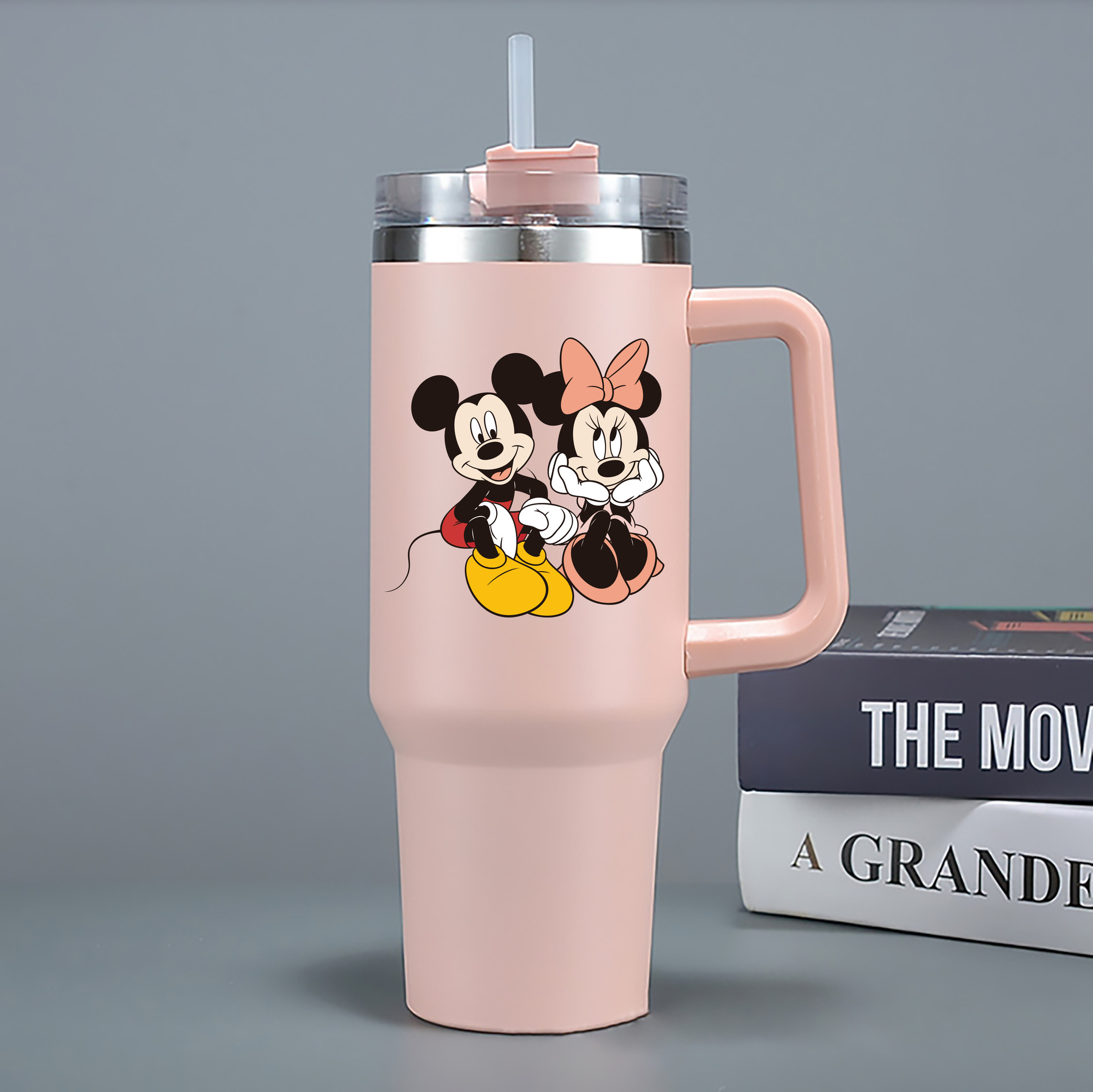 （画像用） ミッキーマウス Mickey Mouse 1200mL車用タンブラー - クリスタルステッカー（プラスチックストロー付き）